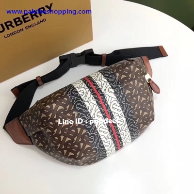 ٻҾ2 ͧԹ : Burberry Monogram stripe bumbag Hiend size 31 cm ҹ˹ѧ ҹ͹