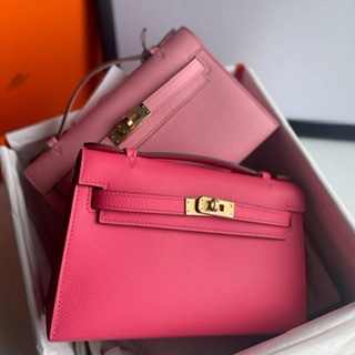 ٻҾ2 ͧԹ : HERMES MINI KELLY POUCH 20 CM ROSE AZALEE