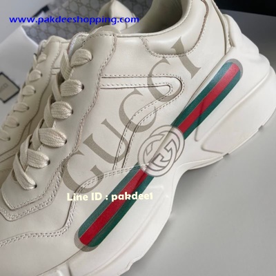 ٻҾ4 ͧԹ : Rhyton Gucci logo leather Sneaker Original ҹҡ ͹ͧش